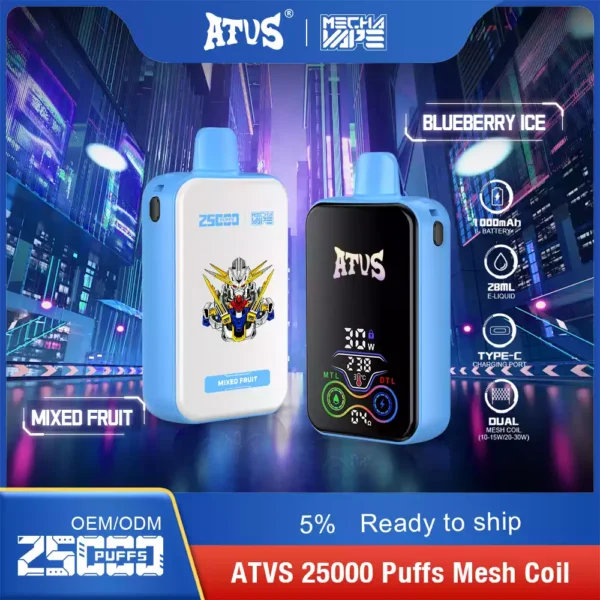 ATVS Vape Pen 25000 Puffs Wholesale Rechargeable High Quality Disposable Electronic Cigarette 5 Low Nicotine 22