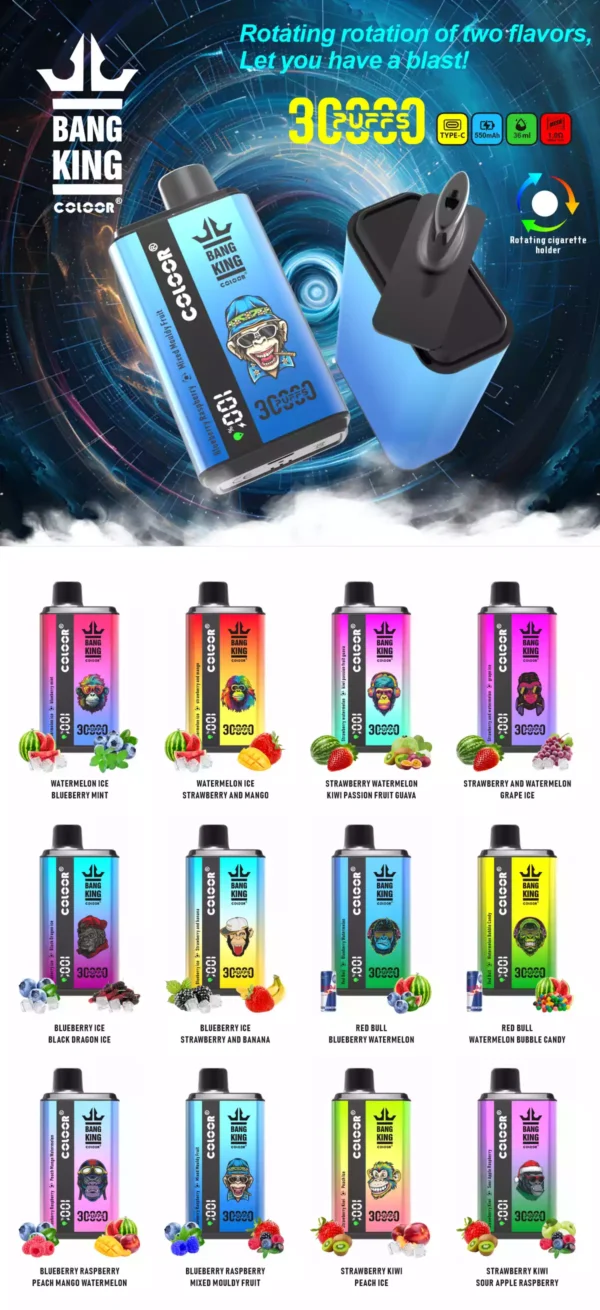 Date d'arrivée BANG King 30000 Puffs Vapes jetables en gros 0% 2% 3% 5% Nicotine 36 ml directement de l'usine (4)