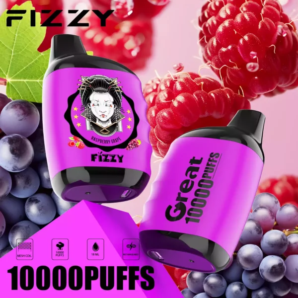 Fizzy Great 10000 Puffs 10K 2 5 Nikotin 18ml Nagyker eldobható Vapes 10 válogatott íz LCD képernyővel 1