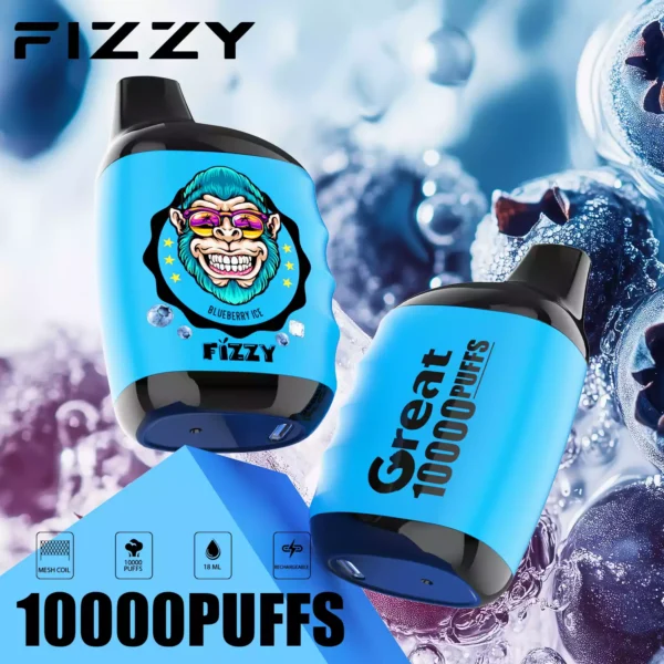 Fizzy Great 10000 Puffs 10K 2% 5% Nikotín 18ml Veľkoobchodné jednorazové vapes 10 vybraných príchutí s LCD obrazovkou (11)