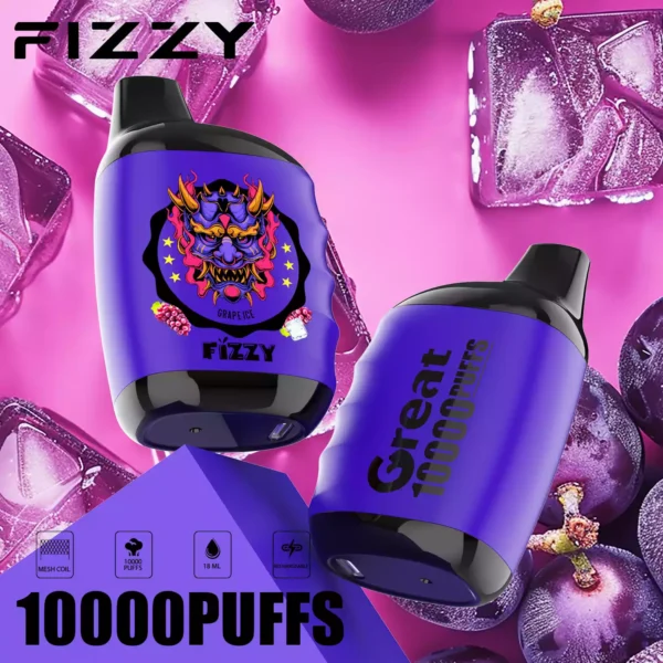 Fizzy Great 10000 Puffs 10K 2 5 Nikotin 18ml Nagyker eldobható Vapes 10 válogatott íz LCD képernyővel 12