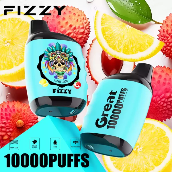 Fizzy Great 10000 Puffs 10K 2 5 Nikotín 18 ml Veľkoobchodné jednorazové vapes 10 vybraných príchutí s LCD obrazovkou 13