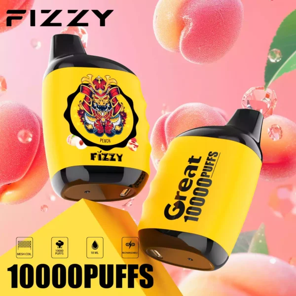 Fizzy Great 10000 Puffs 10K 2 5 Nikotin 18ml Nagykereskedelmi eldobható Vapes 10 válogatott íz LCD képernyővel 2