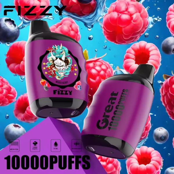 Fizzy Great 10000 Puffs 10K 2 5 Nikotin 18ml Nagykereskedelmi eldobható Vapes 10 válogatott íz LCD képernyővel 4