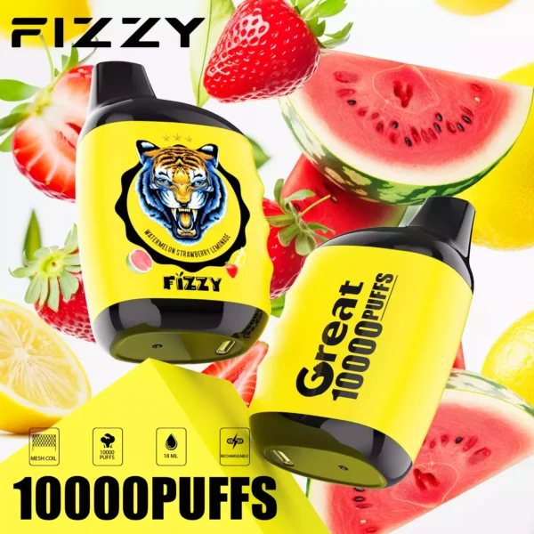 Fizzy Great 10000 Puffs 10K 2 5 Nikotín 18 ml Veľkoobchodné jednorazové vapes 10 vybraných príchutí s LCD obrazovkou 5