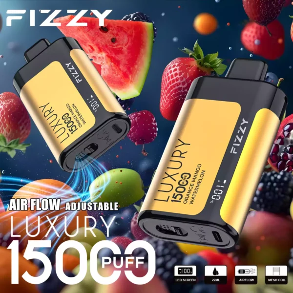 Fizzy Luxury 15000 Puffs 15K 2% 5% Nikotyna 22ml Hurtowe jednorazowe waporyzatory - do 15 różnych smaków z ekranem LCD (10)