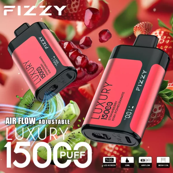 Fizzy Luxury 15000 Puffs 15K 2 5 Nikotyna 22ml Hurtowe jednorazowe waporyzatory Do 15 różnych smaków z ekranem LCD 13