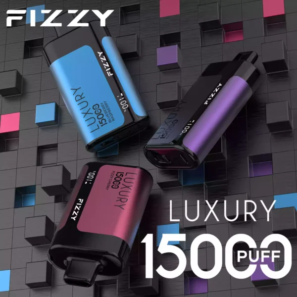 Fizzy Luxury 15000 Puffs 15K 2 5 Nikotyna 22ml Hurtownia jednorazowych waporyzatorów do 15 różnych smaków z ekranem LCD 17