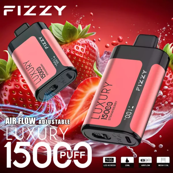 Fizzy Luxury 15000 Puffs 15K 2 5 Nikotyna 22ml Hurtowe jednorazowe waporyzatory Do 15 różnych smaków z ekranem LCD 2