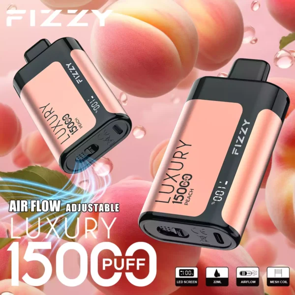 Fizzy Luxury 15000 Puffs 15K 2 5 Nikotyna 22ml Hurtowe jednorazowe waporyzatory Do 15 różnych smaków z ekranem LCD 4