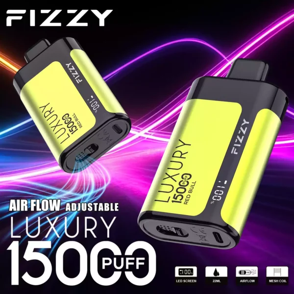 Fizzy Luxury 15000 Puffs 15K 2 5 Nikotyna 22ml Hurtowe jednorazowe waporyzatory Do 15 różnych smaków z ekranem LCD 9