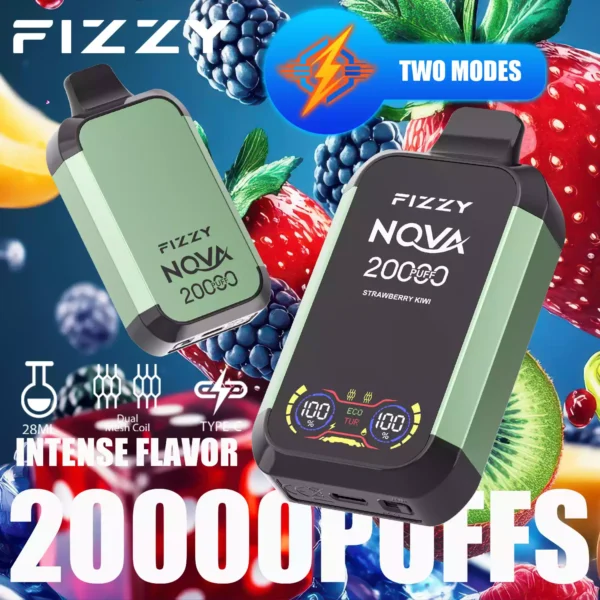 Fizzy Nova 20000 Puffs 20K 2 5 Nikotinas 28ml Didmeninė prekyba vienkartiniai Vapes 12 pasirinktų skonių su LCD ekranu 11