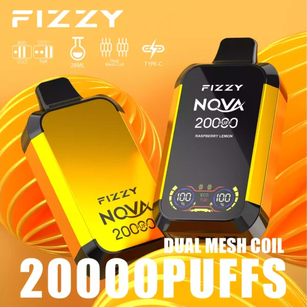 Fizzy Nova 20000 Puffs 20K 2 5 Nikotinas 28ml Didmeninė prekyba vienkartiniai Vapes 12 pasirinktų skonių su LCD ekranu 2