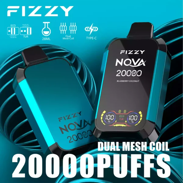 Fizzy Nova 20000 Puffs 20K 2 5 Nikotinas 28ml Didmeninė prekyba vienkartinės Vapes 12 pasirinktų skonių su LCD ekranu 5