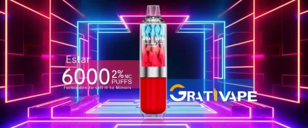 Grativape Estar 6000 Puffs 2% Nikotin 10ml 500mAh Nagykereskedelmi Eldobható Vapes Újratölthető Közvetlen Forrás (9)