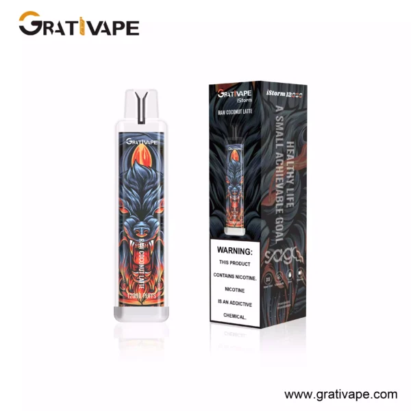 Rendelés nagy mennyiségben Grativape iStorm 12000 Puffs 12K 0 2 3 5 Nikotin 550mAh Nagykereskedelmi Eldobható Vape LED Fénnyel 10 skálázott