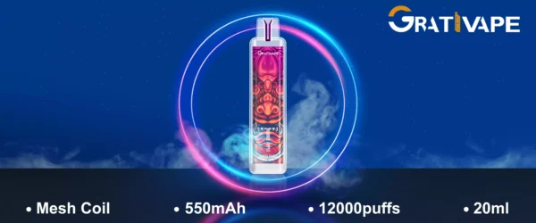 Nagy volumenű Grativape iStorm 12000 Puffs 12K 0% 2% 3% 5% Nikotin 550mAh nagykereskedelmi eldobható vapes LED lámpával (13) rendelése