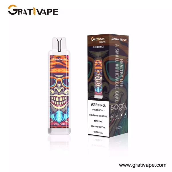 Rendelés nagy mennyiségben Grativape iStorm 12000 Puffs 12K 0 2 3 5 Nikotin 550mAh Nagykereskedelmi Eldobható Vape LED Fénnyel 5 méretezett