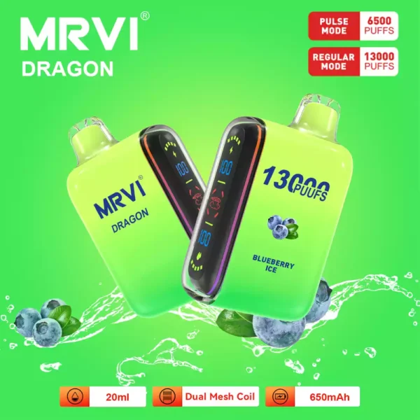 MRVI Dragon 13000 Puffs 13K 2% 5% Nicotine 20 ml Vape jetable en gros Bobine à double maille (7)