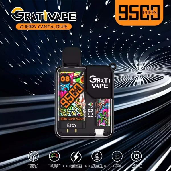 Dobro izdelan Vape Grativape Ejoy 9500 vpihov 0 2 3 5 Nikotinski 18 ml 650 mAh veleprodajni vape za enkratno uporabo z nastavljivo močjo 10