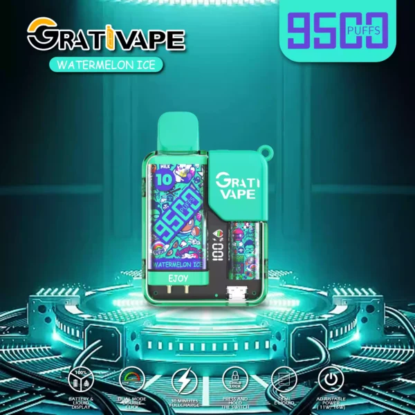 Dobro izdelan Grativape Ejoy 9500 vpihov 0 2 3 5 nikotinski 18 ml 650 mAh veleprodajni vape za enkratno uporabo z nastavljivo močjo 11