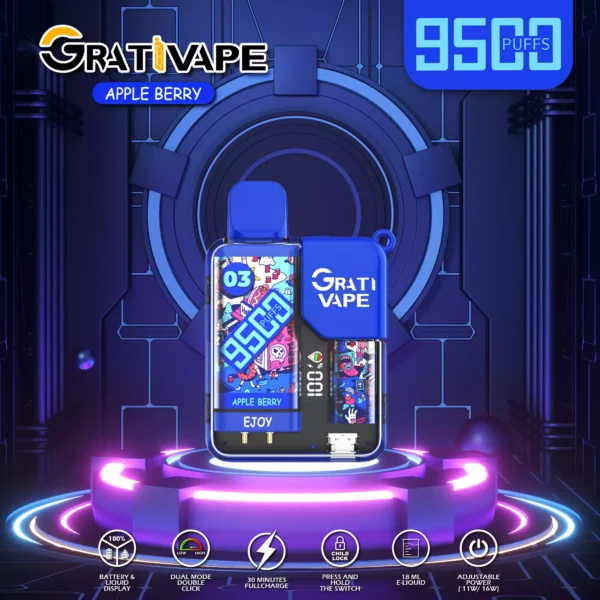 Well Crafted Grativape Ejoy 9500 Puffs 0 2 3 5 Nikotin 18 ml 650 mAh Veleprodajni Vape za enkratno uporabo z nastavljivo močjo 8