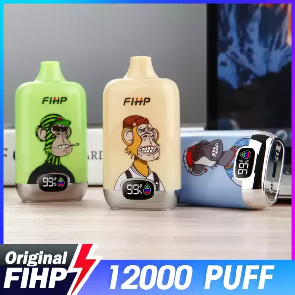 Nagyker FIHP 12000 Puffs Eldobható Vape 2 5 Nikotin Prémium minőségű LED kijelzővel 11