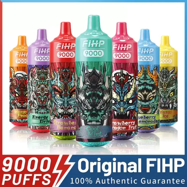 Hurtownia FIHP 9000 Puffs 2 5 Nikotyna 18ml 650mAh Jednorazowe waporyzatory z oryginalnej fabryki 15