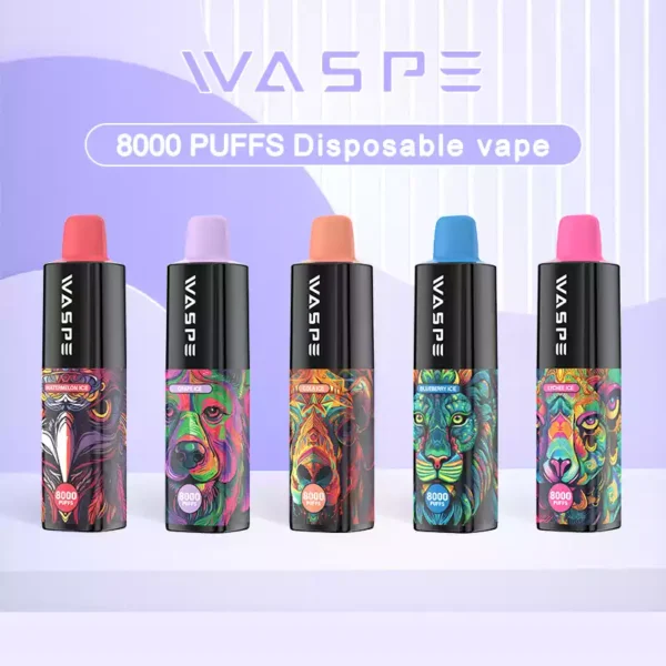 Hulgimüük WASPE 8000 Puffs 8K 0 2 3 5 Nikotiini ühekordselt kasutatav Vapes Mesh Coil 16 ml otse tehasest 12